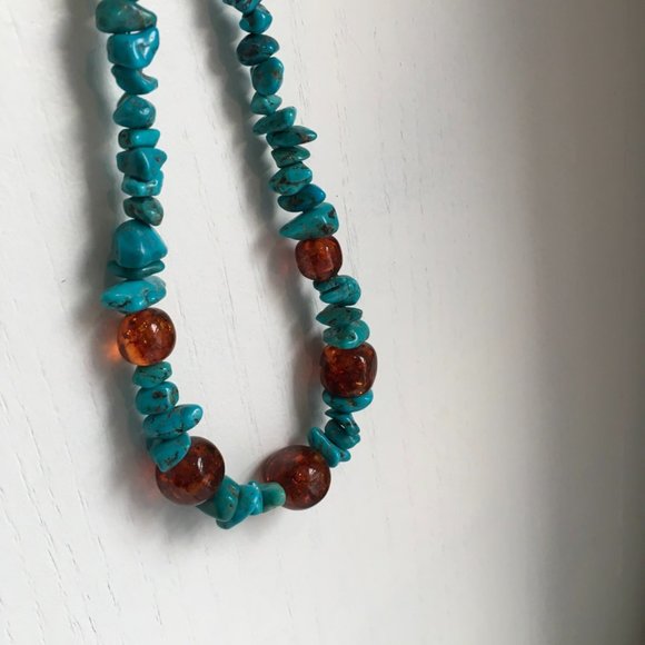 DTR Jay King "Mine Finds" Turquoise, Amber, Silver Necklace - Picture 2 of 5